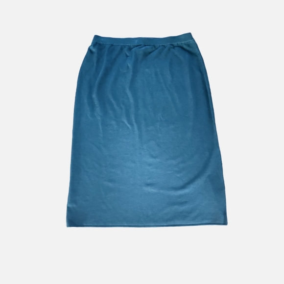 Eileen Fisher Stretch Silk Tussah Knit Plus Size Midi Skirt